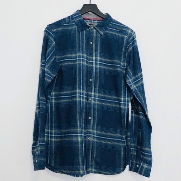New! Ocean Current Plaid Flannel Button Down Long Sleeve Shirt - Picture 1 of 11